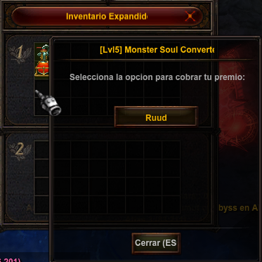 Click derecho sobre Monster Soul Converter en el inventario de Mu Online